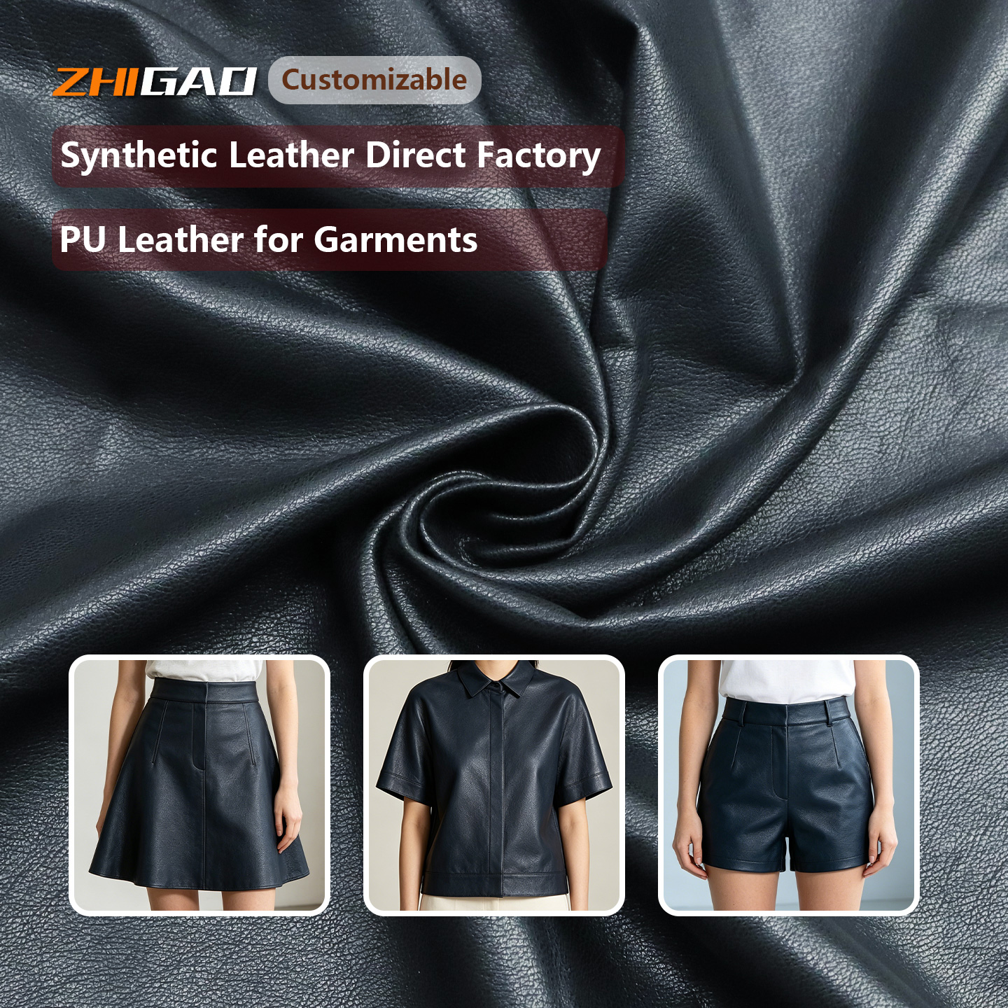 Windproof & Shaping PU Leather Fabric for Outerwear Garments Leather for Coats Xianggao Leather Factory